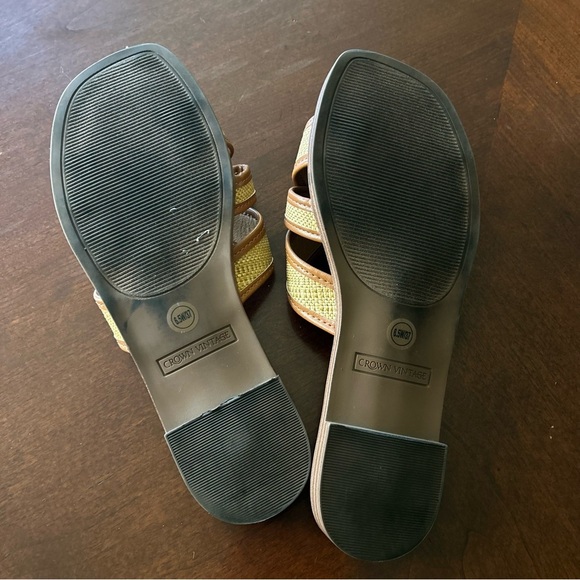 Crown Vintage | Belizze Brown and Cream Slide Sandals - Picture 6 of 7